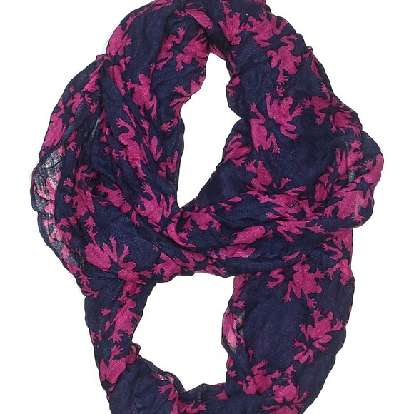 Lilly Pulitzer Navy Blue Infinity Circle Scarf with Fuschia Frog Pollina Print - Picture 1 of 1